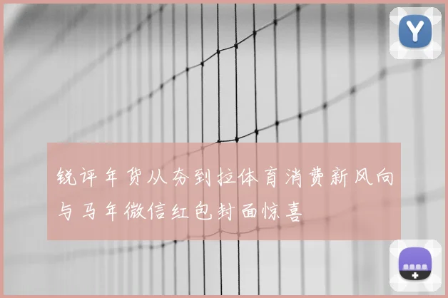 锐评年货从夯到拉体育消费新风向与马年微信红包封面惊喜